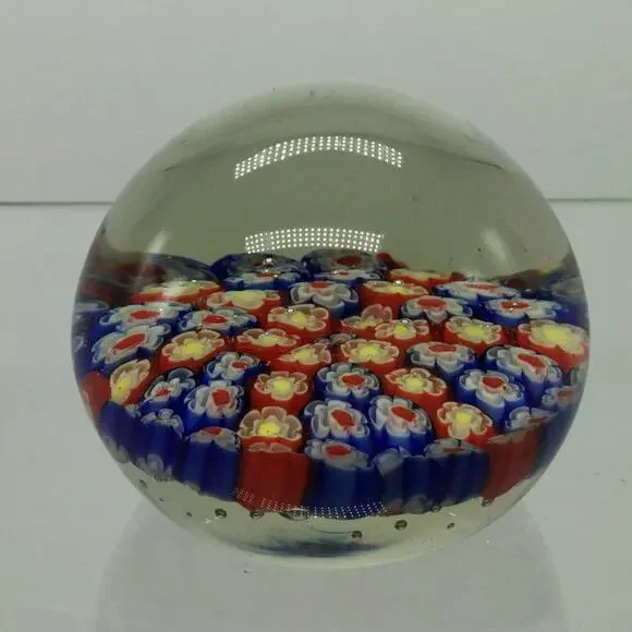 VTG Millefiori Art Glass Flower Paperweight W/Pontil mark - Picture 2 of 4